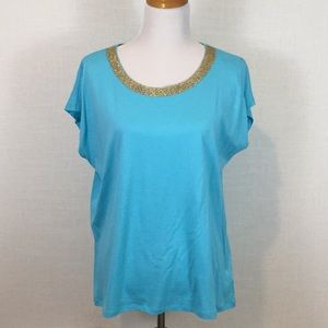 NWOT Michael Michael Kors turquoise t with gold!